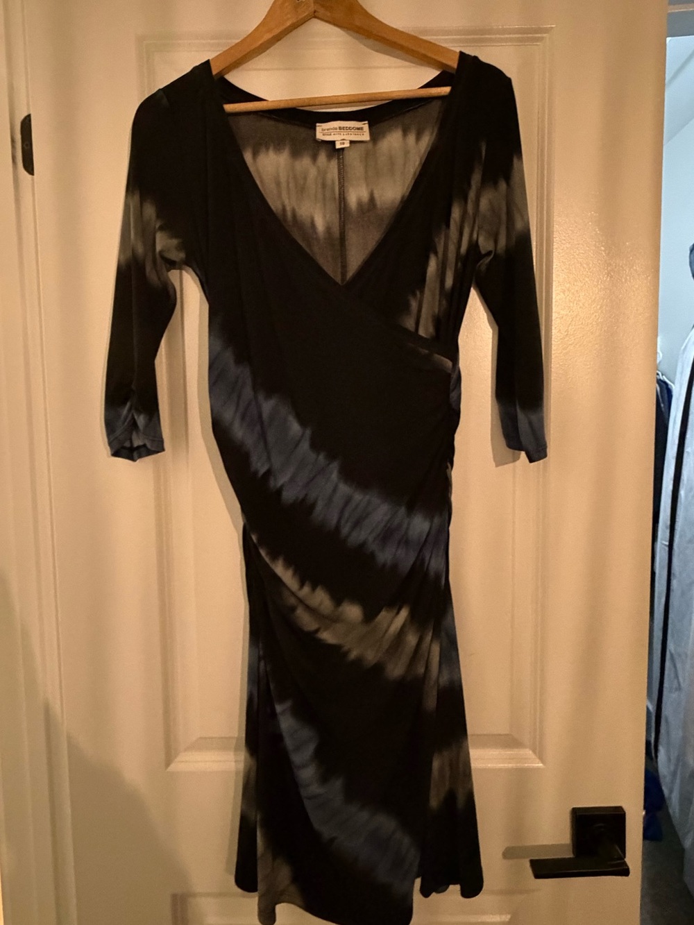 Wrap-Style Long Sleeve Dress in Black and Gray by Diane von Furstenberg